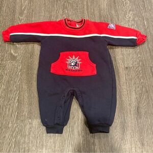 Vintage 90's New York Rangers Size 12m Kid Athlete NHL  Romper Lady Liberty RARE